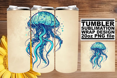 Tropical Tranquility Tumbler Wrap, Sublimation Design, 20oz, Vibrant Ocean Life, Coastal Watercolor Sublimation afrosvg 