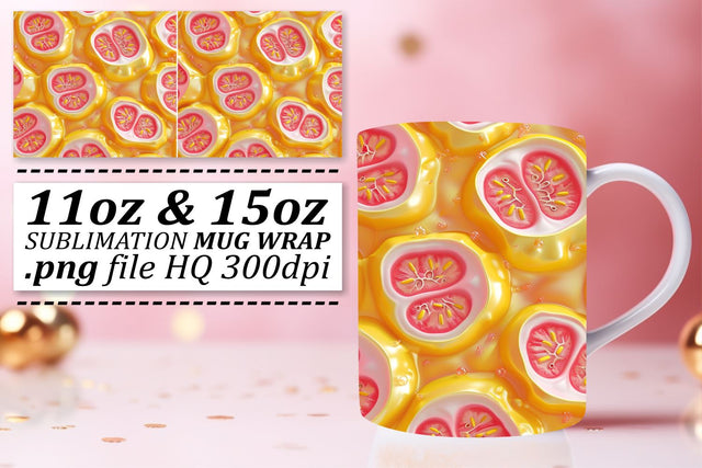 Tropical Treats Mug Art: Colorful Fruit Pattern Sublimation afrosvg 