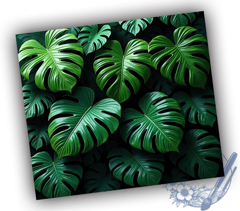 Tropical Tumbler, Monstera Leaf, Sublimation Design, 20oz Tumbler, Leaf Print, Green Foliage, Tropical Vibes Sublimation ToriDesigns 