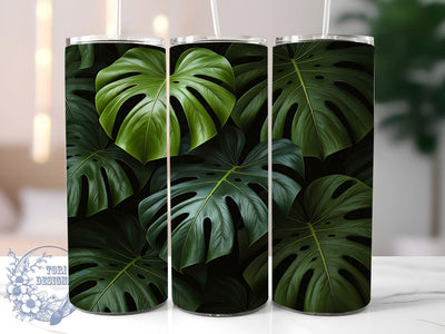 Tropical Tumbler, Monstera Leaf, Sublimation Design, 20oz Tumbler, Leaf Print, Green Foliage, Tropical Vibes Sublimation ToriDesigns 