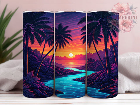 Tropical Tumbler, Neon Beach Theme, Palm Tree Design, Sublimation PNG, 20oz Tumbler, Summer Drinkware, Beach Lover Gift, Fun Vacation Decor Sublimation Li Zamperini 