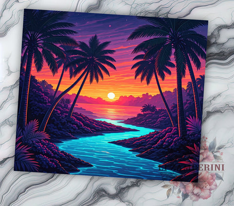 Tropical Tumbler, Neon Beach Theme, Palm Tree Design, Sublimation PNG, 20oz Tumbler, Summer Drinkware, Beach Lover Gift, Fun Vacation Decor Sublimation Li Zamperini 
