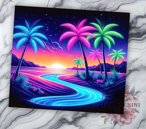 Tropical Tumbler, Neon Beach Theme, Palm Tree Design, Sublimation PNG, 20oz Tumbler, Summer Drinkware, Beach Lover Gift, Fun Vacation Decor Sublimation Li Zamperini 