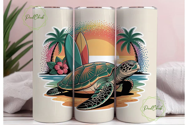 Tropical Turtle Beach 20oz Tumbler Wrap Sublimation PixelChick 