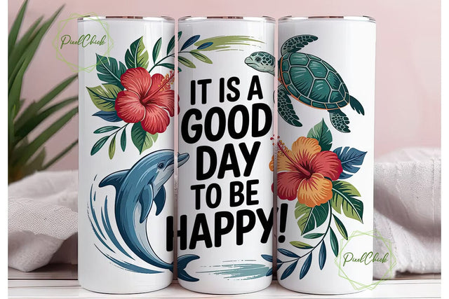 Tropical Vibes 20oz Tumbler Wrap Sublimation PixelChick 