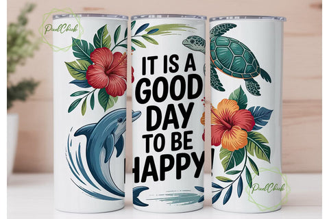 Tropical Vibes 20oz Tumbler Wrap Sublimation PixelChick 