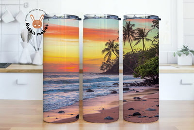 Tropical Vibes Tumbler Wrap | Embrace the Beauty Around You PNG | Watercolor Hibiscus & Lush Greenery | 20oz Skinny Floral Sublimation Sublimation Rabbitmakies 