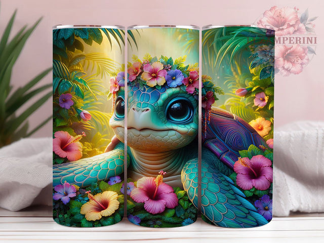 Tropical Vibrant Sea Turtle Tumbler, Cute Sea Turtle Tumbler, Ocean Life Wrap, Whimsical Turtle Wrap, Vibrant Marine Wrap, Sublimation Design, Trendy Gift Idea Sublimation Li Zamperini 