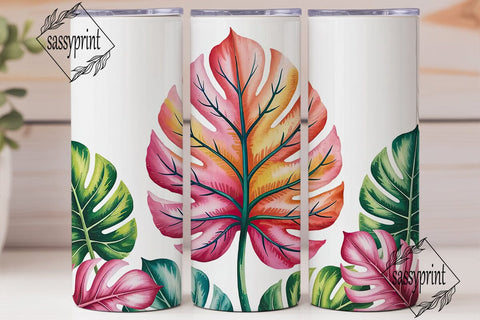 Tropical Watercolor Leaves 20oz Tumbler Sublimation sassyprint 