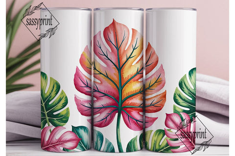 Tropical Watercolor Leaves 20oz Tumbler Sublimation sassyprint 