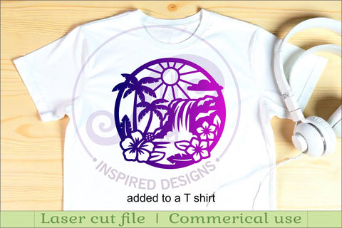 Tropical waterfall wall sign, SVG file. laser cut SVG APInspireddesigns 