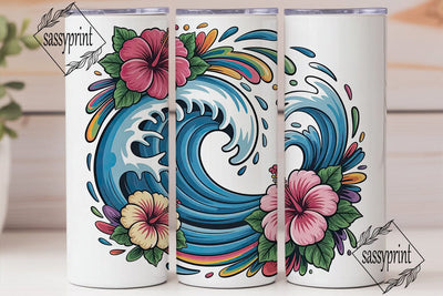 Tropical Wave Hibiscus 20oz Tumbler Wrap Sublimation sassyprint 