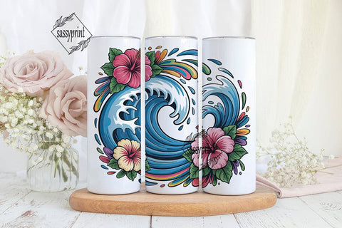 Tropical Wave Hibiscus 20oz Tumbler Wrap Sublimation sassyprint 