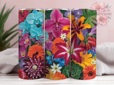 Tropical Wildflower Vibrant Nature 20oz Tumbler, Colorful Floral, Exotic Flowers, Vibrant Design, Nature Inspired, 20oz Tumbler Wrap, Sublimation PNG Sublimation Li Zamperini 