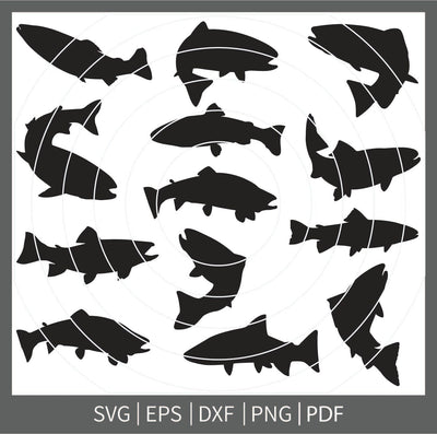 Trout Fish png, Trout Fish monograme, Trout Fish Vector, Trout Fishing Svg, Fishing Silhouette, Trout Svg, Trout Fish Cricut SVG Dinvect 