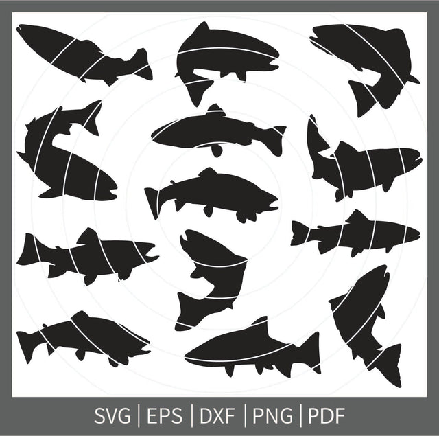 Trout Fish png, Trout Fish monograme, Trout Fish Vector, Trout Fishing Svg, Fishing Silhouette, Trout Svg, Trout Fish Cricut SVG Dinvect 