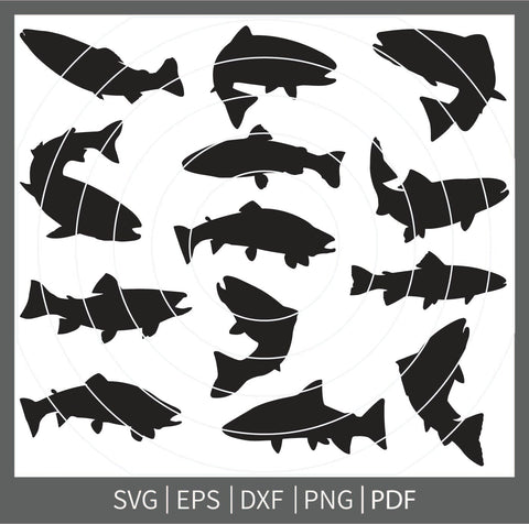 Trout Fish png, Trout Fish monograme, Trout Fish Vector, Trout Fishing Svg, Fishing Silhouette, Trout Svg, Trout Fish Cricut SVG Dinvect 