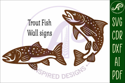 Trout fish Silhouette laser cut wall art SVG APInspireddesigns 