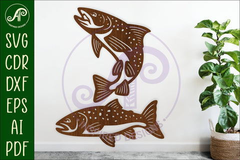 Trout fish Silhouette laser cut wall art SVG APInspireddesigns 