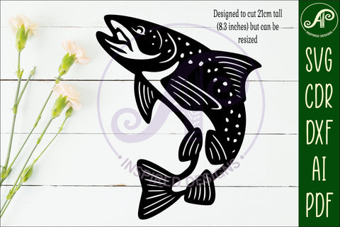 Trout fish Silhouette laser cut wall art SVG APInspireddesigns 