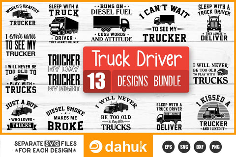 Truck Driver 13 Design Bundle, Trucker svg, Truck t-shirt design bundle, Truck design svg SVG dahukdesign 