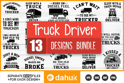 Truck Driver 13 Design Bundle, Trucker svg, Truck t-shirt design bundle, Truck design svg SVG dahukdesign 