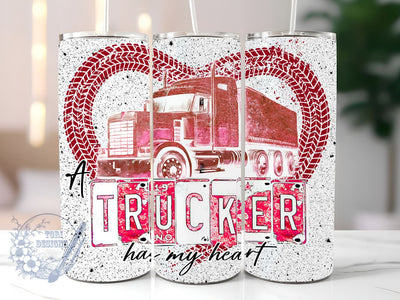 Truck Driver 20oz Skinny Tumbler, A Trucker Has My Heart Tumbler Png, Straight & Tapered Tumbler Wrap, Instant Digital Download Sublimation ToriDesigns 