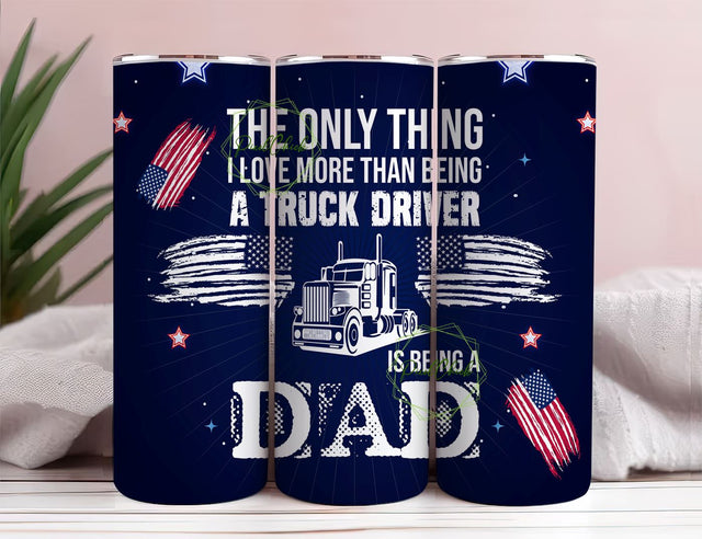 Truck Driver Dad 20 OZ Skinny Tumbler Design - Straight & Tapered Sublimation Wrap Design - Tumbler PNG - Wrap Template Sublimation PixelChick 