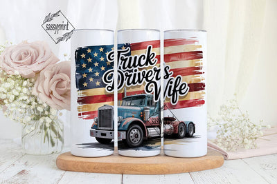 Truck Driver's Wife 20oz Tumbler Wrap Sublimation sassyprint 
