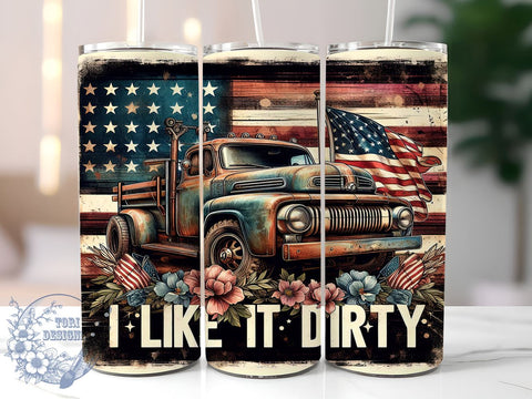 Truck Patriotic 20oz Skinny Tumbler, Adventure Patriotic Tumbler Png, Straight & Tapered Tumbler Wrap, Instant Digital Download Sublimation ToriDesigns 