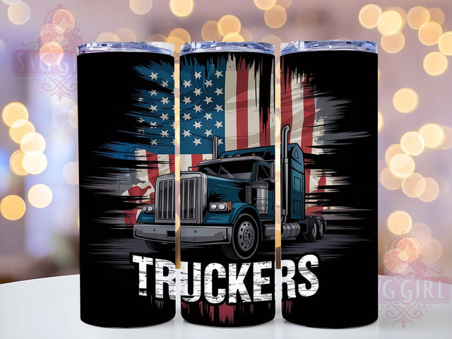 Trucker American Flag Gift Tumbler, Trucker American Flag Cup, 20Oz Truckers Drinkware, American Flag Sublimation Design, Patriotic Trucker Gift, Semi Truck Drinkware Wrap, Trucker Gift Idea Sublimation SvggirlplusArt 