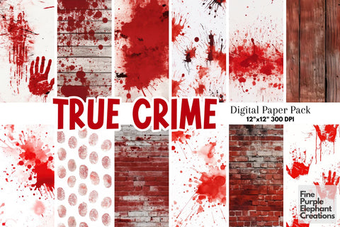 True Crime | Blood Splatter Scary Halloween Pattern Digital Pattern Fine Purple Elephant Creations 