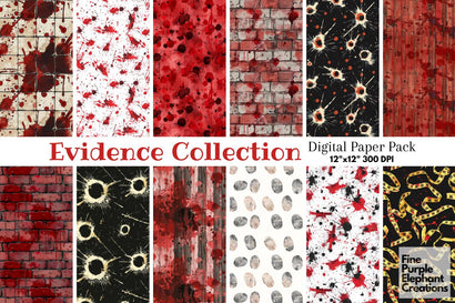 True Crime Detective Digital Paper - Blood Halloween Horror Digital Pattern Fine Purple Elephant Creations 