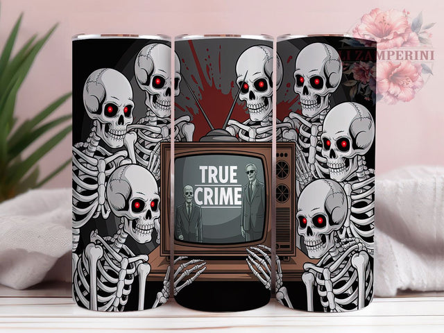 True Crime Halloween Skeleton Tumbler, Halloween Skeleton Wrap, 20oz Tumbler Sublimation, Crime Lover Gift, Spooky Skeleton Cup, Gothic Tumbler Design, Murder Mystery Tumbler Sublimation Li Zamperini 