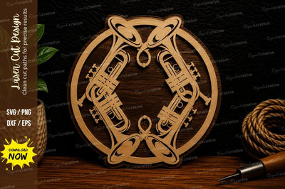 Trumpet Circle Frame Laser Cut SVG File SVG Regulrcrative 