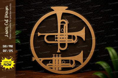 Trumpet Circle Laser Cut SVG Design SVG Regulrcrative 