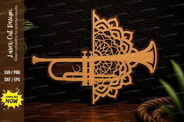 Trumpet Mandala Laser Cut Svg Design SVG Regulrcrative 