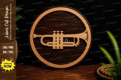 Trumpet Music Instrument Ornament Laser Cut SVG File SVG Regulrcrative 