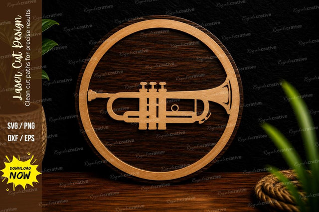 Trumpet Music Instrument Ornament Laser Cut SVG File SVG Regulrcrative 