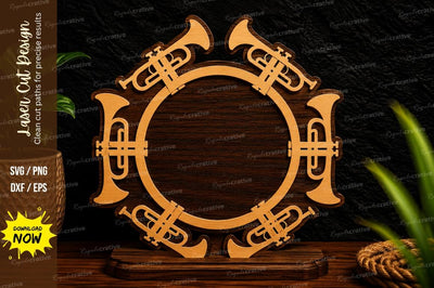 Trumpet Wreath Frame Laser Cut SVG File SVG Regulrcrative 