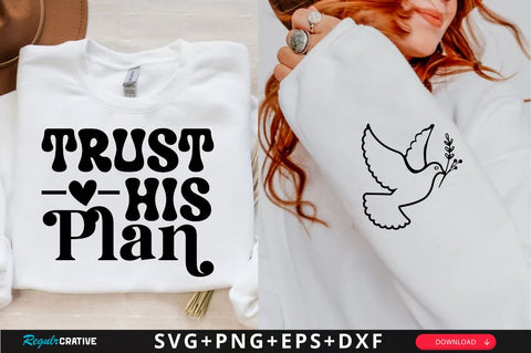 Trust His Plan Sleeve SVG Design, Christian Sleeve SVG, Faith SVG Design, Jesus Sleeve SVG SVG Regulrcrative 