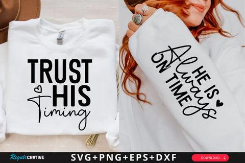 Trust His Timing Sleeve SVG Design, Christian Sleeve SVG, Faith SVG Design, Jesus Sleeve SVG SVG Regulrcrative 