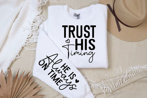 Trust His Timing Sleeve SVG Design, Christian Sleeve SVG, Faith SVG Design, Jesus Sleeve SVG SVG Regulrcrative 