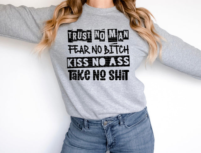 Trust No Man Fear No Bitch PNG | Adult Empowerment Design | NSFW Attitude Sublimation Sublimation Crafting After Dark 