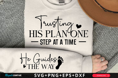 Trusting His Plan One Step at a Time Sleeve SVG Design, Christian Sleeve SVG, Faith SVG Design, Jesus Sleeve SVG SVG Regulrcrative 