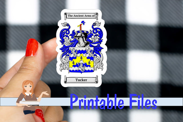 Tucker Coat of Arms Sticker 3D Paper Family Creations 