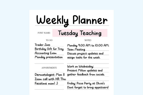 Tuesday Teaching Simple Handwriting Font Blush Font Co. 