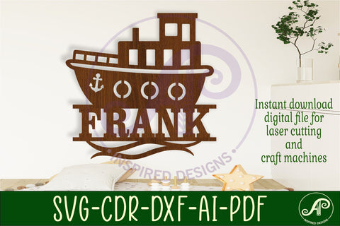 Tug boat name sign svg laser cut file SVG APInspireddesigns 