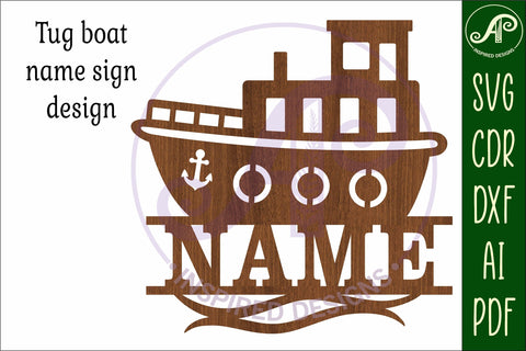Tug boat name sign svg laser cut file SVG APInspireddesigns 