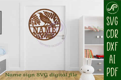 Tui new zealand bird themed name sign svg laser SVG APInspireddesigns 